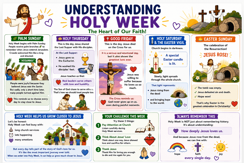 OCIA Kids Version Session 23: Holy Week Explained – Palm Sunday, Triduum, Easter
