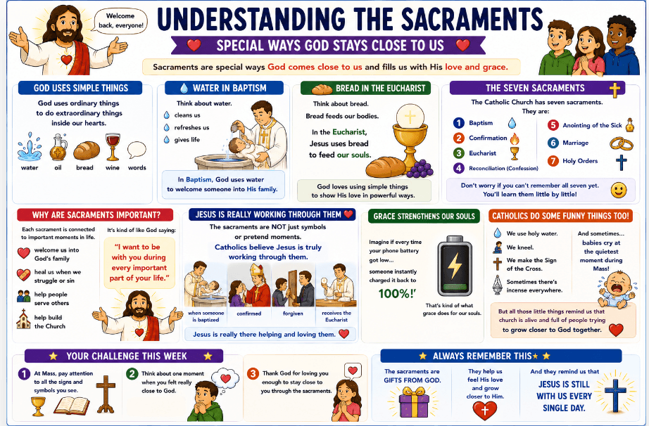 OCIA Kids Version Session 6: The Sacraments Overview – Signs of Grace, Instituted by Christ