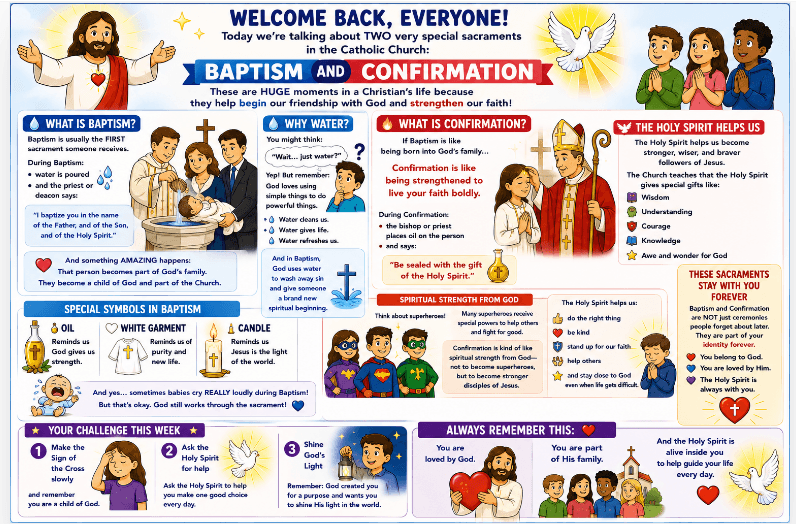 OCIA Kids Version Session 7: Baptism & Confirmation – New Life in Christ and the Spirit’s Power