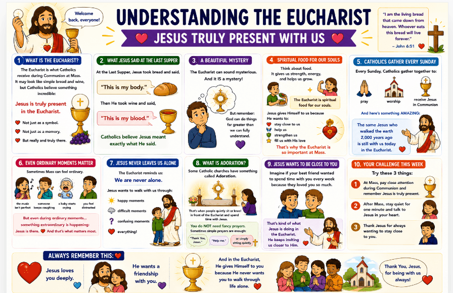 OCIA Kids Version Session 8: The Eucharist – The Real Presence and Source of Christian Life