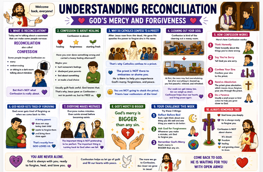OCIA Kids Version Session 9: Reconciliation – Healing Through Confession and God’s Mercy