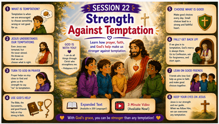 OCIA Kids Version Session 22: Scrutiny III – Strength Against Temptation